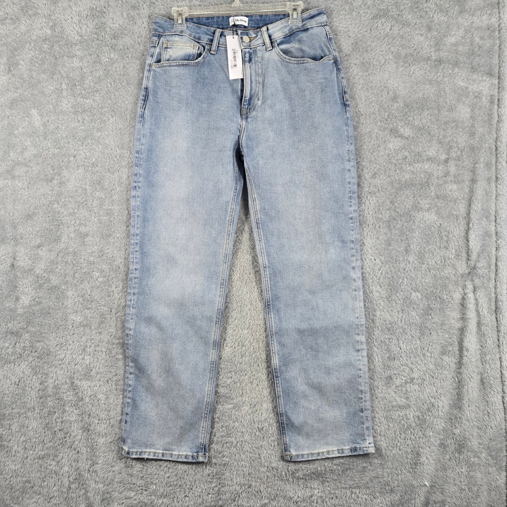 The Drop Womens Janine Light Indigo Straight Leg Stretch Jeans 31x28 Light Wash